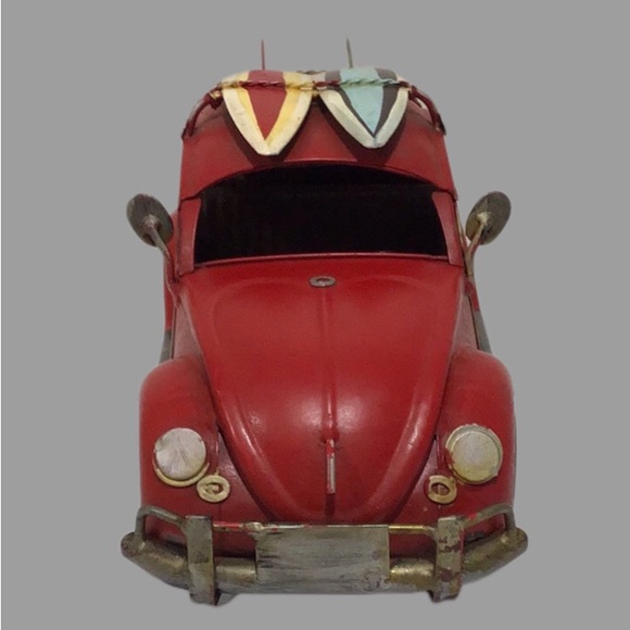 Volkswagen Beetle Love Bug Red Metal Art, 2 Surfboards - Picture 5 of 10
